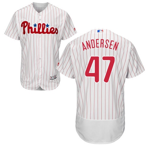 Phillies #47 Larry Andersen White(Red Strip) Flexbase Authentic Collection Stitched MLB Jersey